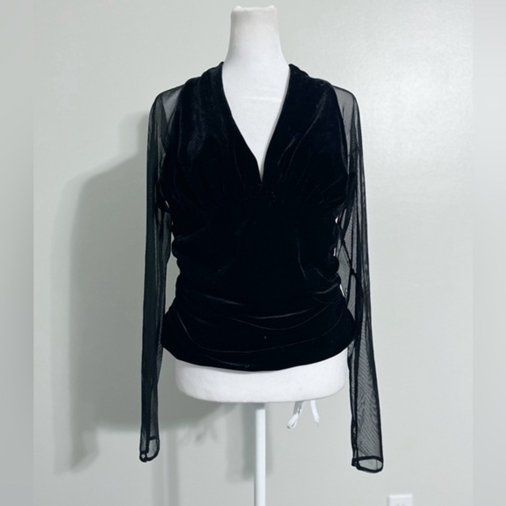 IS Collection Vintage Velvet Long Sleeve Cocktail Top